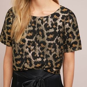 NWOT Anthropologie Leopard Top w/ Bow Back